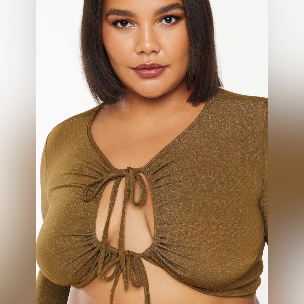 NWT savage Fenty olive green sparkle top size 2X
